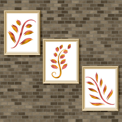 Red & golden yellow foliage set - printable wall art