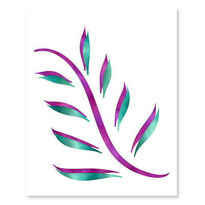 Purple & turquoise foliage set - printable wall art