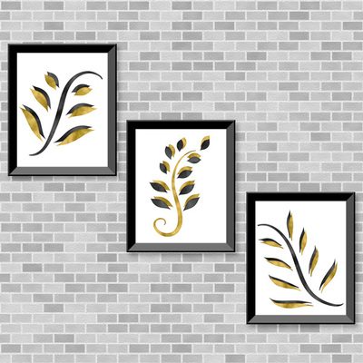 Black & golden yellow foliage set - printable wall art