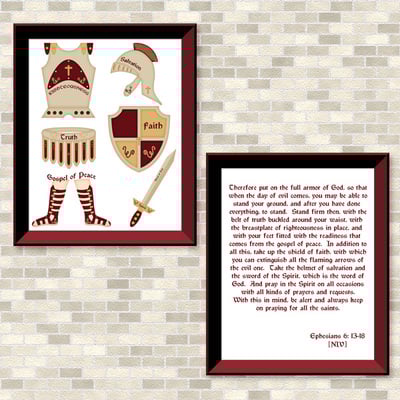 Armor of god (burgundy set) printable wall art - Thumbnail 5