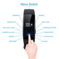 ID107 Intelligent Bracelet Fitness Tracker Heart Rate Monitor Pedometer Sleep Calorie Monitor Remote Cam Watch - Thumbnail 3