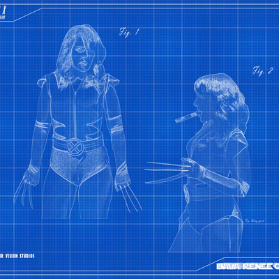 Wolverina blue print cosplay 11x17 print
