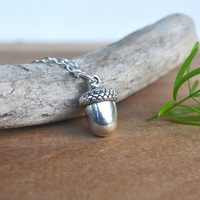 Tiny Acorn Necklace, Small Acorn Necklace, Fall Necklace, Squirrel Jewelry, Nature Lover, Autumn Jewelry, Small Necklace - Thumbnail 2