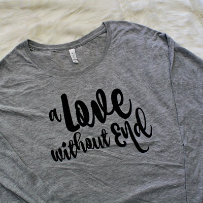A love without end athletic gray flowy long sleeve tee