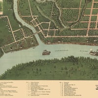 Paducah, Kentucky in 1879 - Bird's Eye View Map, Aerial Map, Panorama, Vintage map, Antique map, Reproduction, Giclée, Fine Art, Wall Art - Thumbnail 1