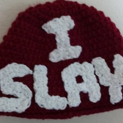Crochet i slay beanie hat