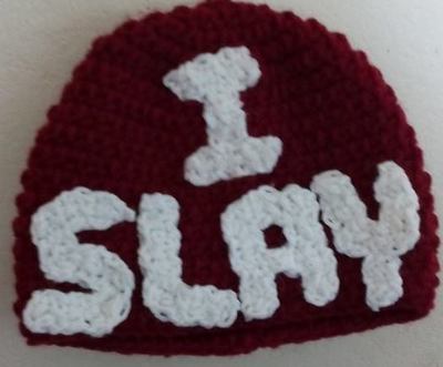Crochet I Slay Beanie Hat 