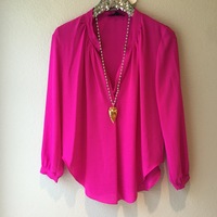 Basic V-Neck Blouse - Thumbnail 3