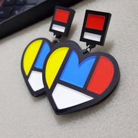 Colorful Heart Stud Earring - Thumbnail 2