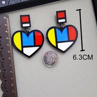 Colorful Heart Stud Earring - Thumbnail 4