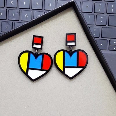 Colorful Heart Stud Earring