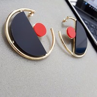 Pop Acrylic Punk Retro Texture Round Earrings  - Thumbnail 1