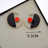 Pop Acrylic Punk Retro Texture Round Earrings  - Thumbnail 2