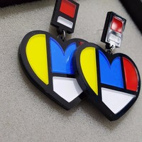 Colorful Heart Stud Earring - Thumbnail 3