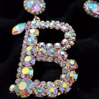 Crystal A,B,C,D English Letters Earring - Thumbnail 2