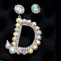 Crystal A,B,C,D English Letters Earring - Thumbnail 4