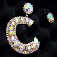 Crystal A,B,C,D English Letters Earring - Thumbnail 3