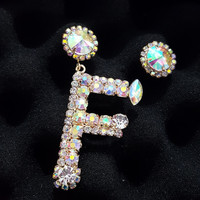 Crystal E,F,G,L English Letters Earring - Thumbnail 2