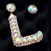 Crystal E,F,G,L English Letters Earring - Thumbnail 3