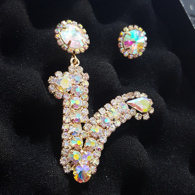 Crystal P,R,V English Letters Earring