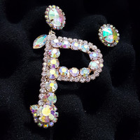 Crystal P,R,V English Letters Earring - Thumbnail 2