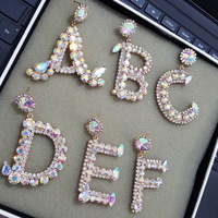 Crystal P,R,V English Letters Earring - Thumbnail 4