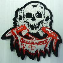 DISCHARGE (3 skull) embroidered patch
