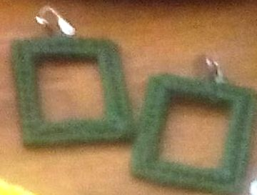Needlepoint Small Square Clip On Earrings 