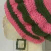 Needlepoint Small Square Clip On Earrings with two color Slouchy Hat  - Thumbnail 1