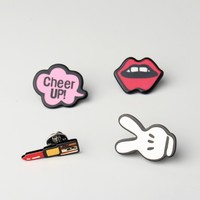 Lips Lipstick Victory Letter Pins Badge Brooches 4PC/Set - Thumbnail 3