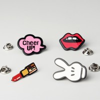Lips Lipstick Victory Letter Pins Badge Brooches 4PC/Set - Thumbnail 2