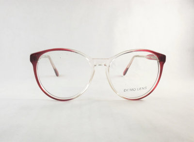 Women's Big Round Vintage Cat Eye Two Tone Burgundy Wine Eyeglasses Frame, Cranberry Red Glasses