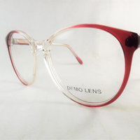 Women's Big Round Vintage Cat Eye Two Tone Burgundy Wine Eyeglasses Frame, Cranberry Red Glasses - Thumbnail 1