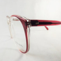 Women's Big Round Vintage Cat Eye Two Tone Burgundy Wine Eyeglasses Frame, Cranberry Red Glasses - Thumbnail 3
