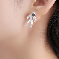 Silver plated Exclusive Astronaut Planet Pendant Necklaces And Earrings - Thumbnail 4