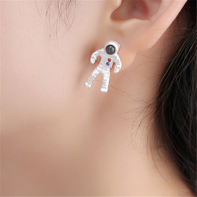 Silver plated exclusive astronaut planet pendant necklaces and earrings