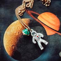Silver plated Exclusive Astronaut Planet Pendant Necklaces And Earrings - Thumbnail 1