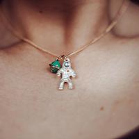 Silver plated Exclusive Astronaut Planet Pendant Necklaces And Earrings - Thumbnail 2