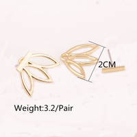 Gold Plated Double Sided Hollow Lotus Piercing Stud Earrings - Thumbnail 3