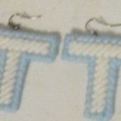 needlepoint small initial earrings