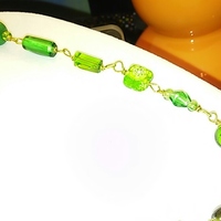 Green Themed Glass Beaded Wire Necklace - Thumbnail 2