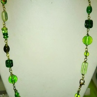 Green Themed Glass Beaded Wire Necklace - Thumbnail 4