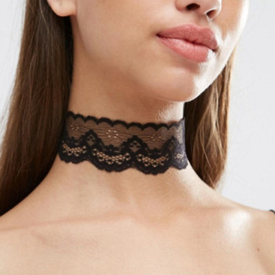 Black White Hollow Lace Choker Necklace