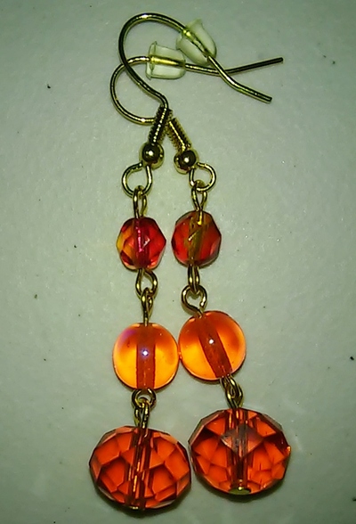 Orange Fire Bead Earrings