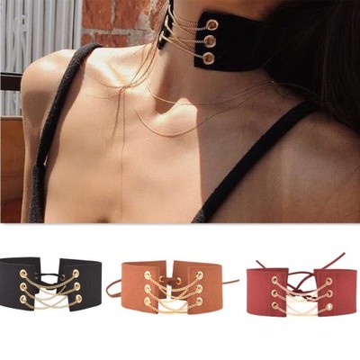 Tied Handmade Wide Velvet Collier Leather Choker Necklace