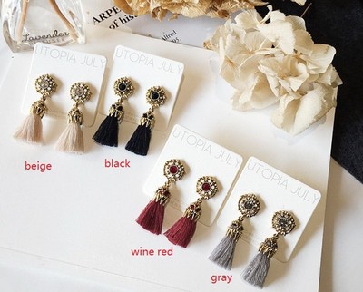 Bohemian Vintage Beads Tassel Drop Earrings