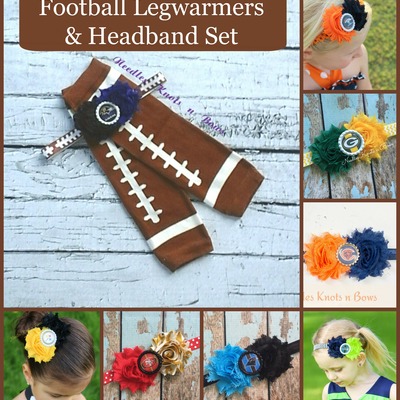 Football team headband & football leg warmers set, your team, game day - Thumbnail 2