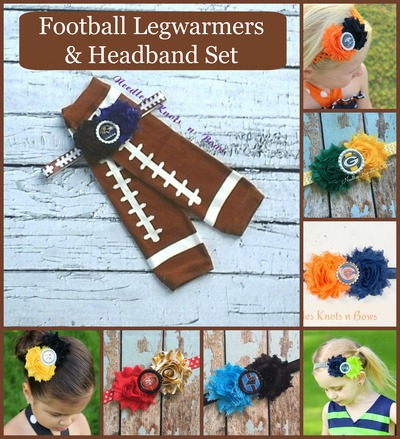 Football Team Headband & Football Leg Warmers Set, Your Team, Game Day