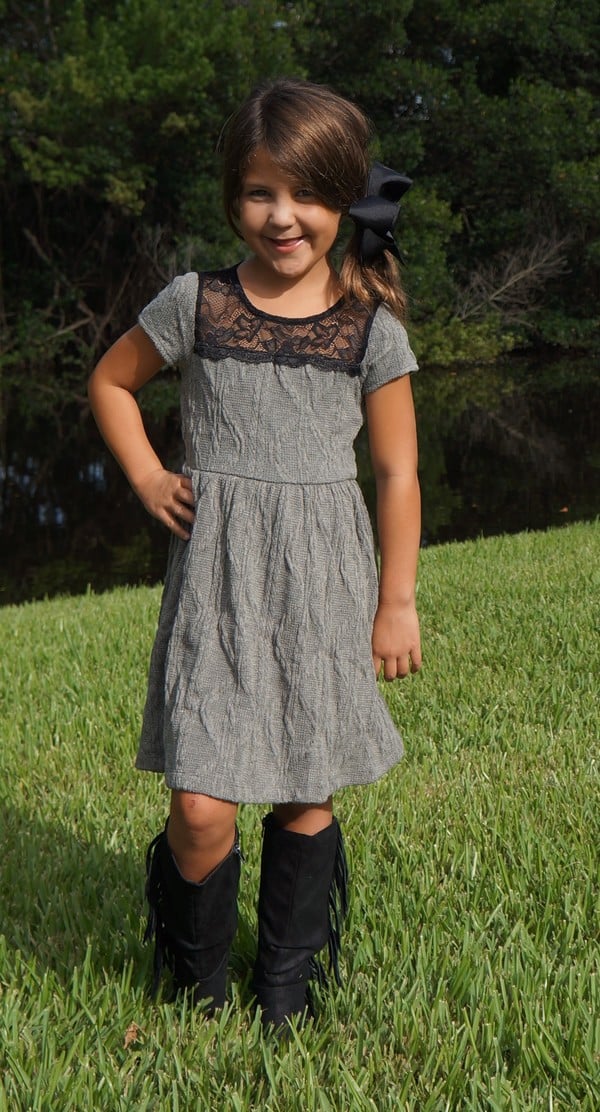 Lace Detail Knit Lined Dress