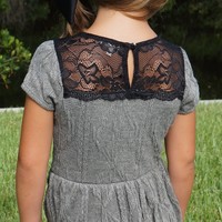 Lace Detail Knit Lined Dress - Thumbnail 1